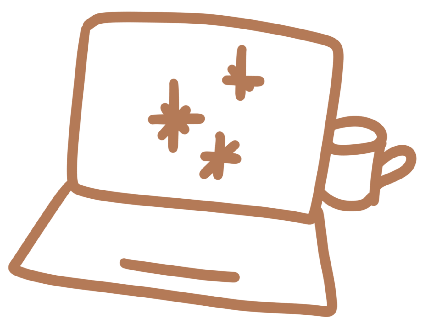 Laptop mit Sternen und Tasse